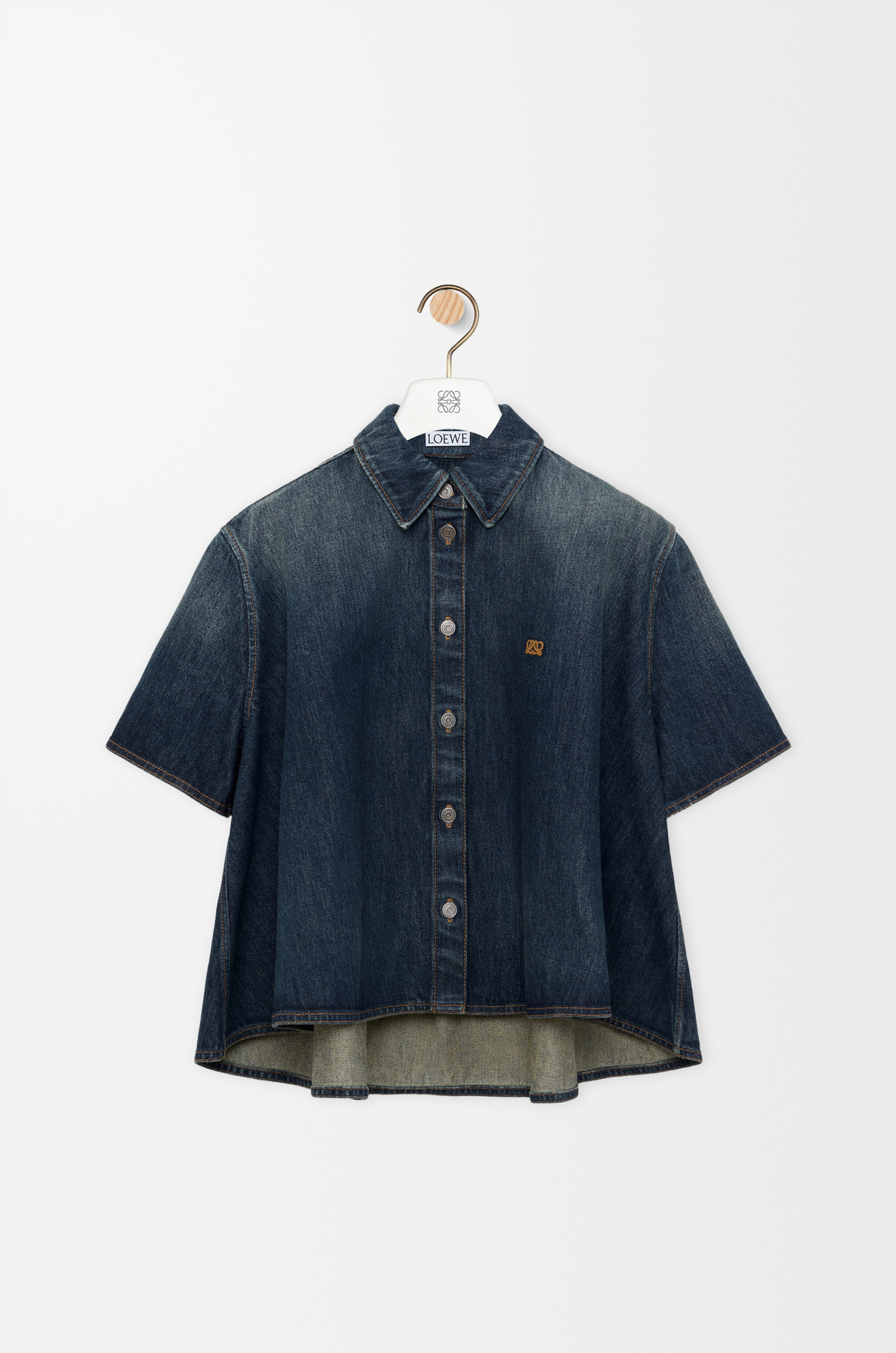 LOEWE Short sleeve trapeze shirt in denim Dark Blue