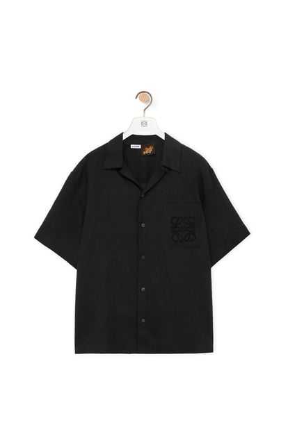 LOEWE Camisa de manga corta en lino Negro plp_rd