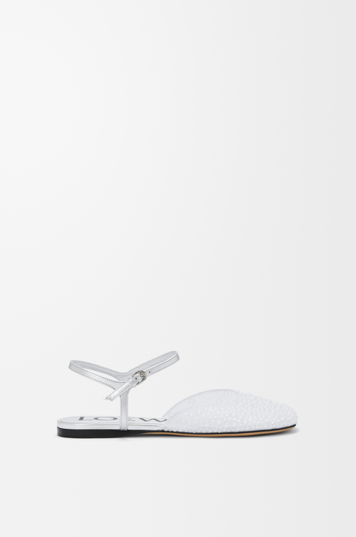 LOEWE Toy ankle strap ballerina in embellished mesh Transparent