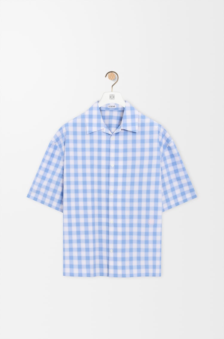 LOEWE Short sleeve shirt in cotton Blue/White
