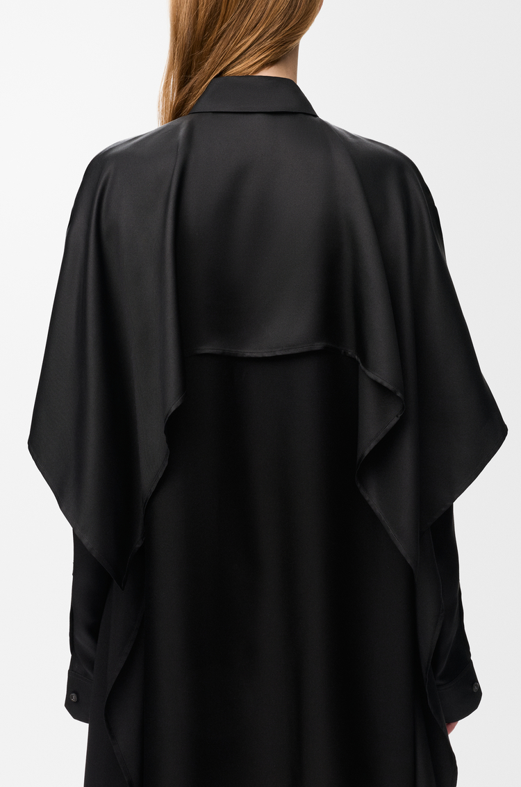 LOEWE Robe cape en soie Noir
