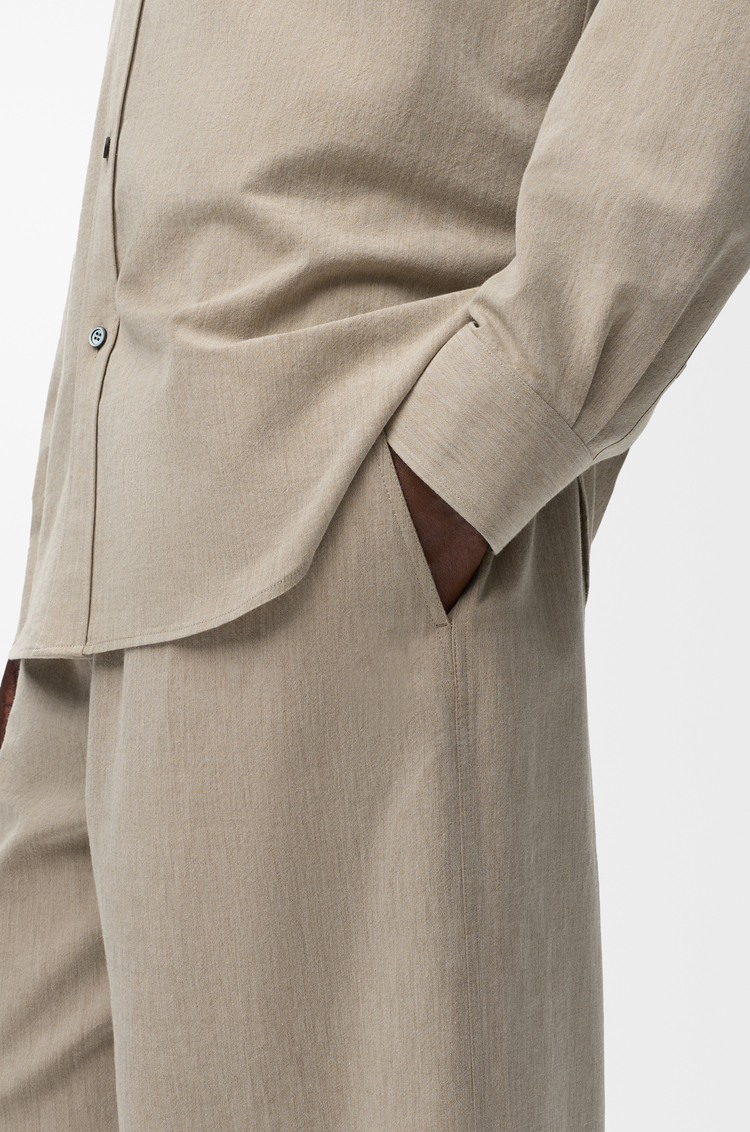 LOEWE Drawstring trousers in wool and cotton Beige