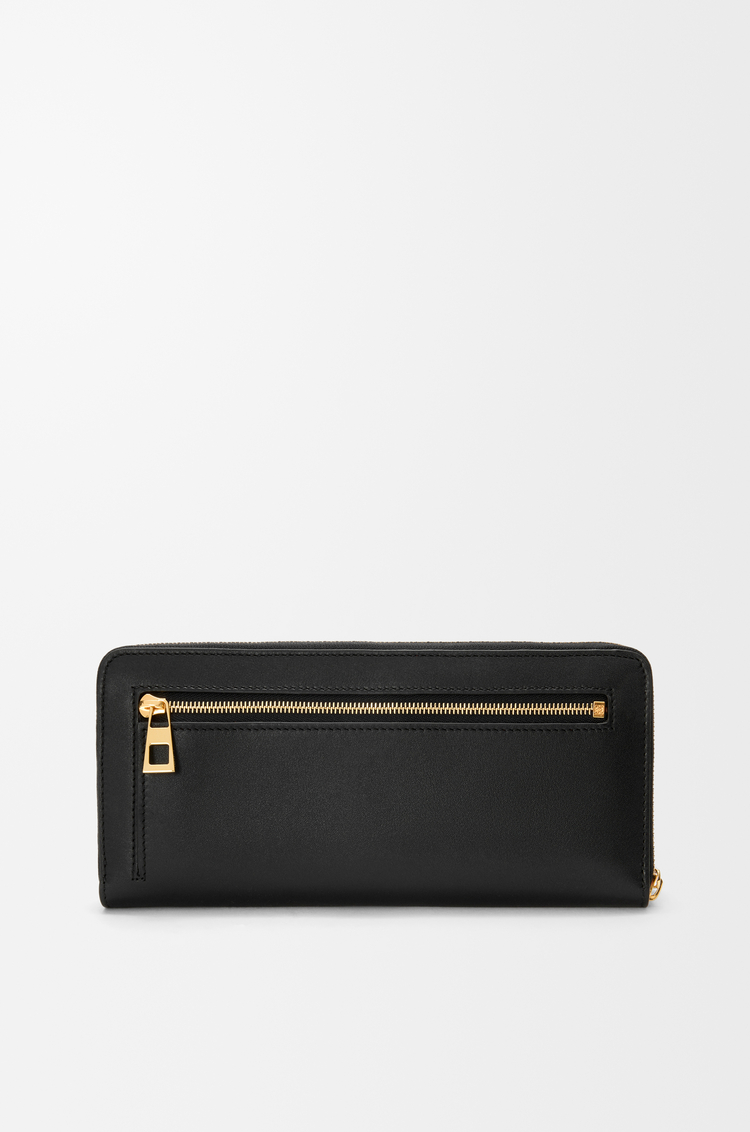 LOEWE Portafoglio con zip Knot in nappa di vitello lucida Nero / Scoiattolo