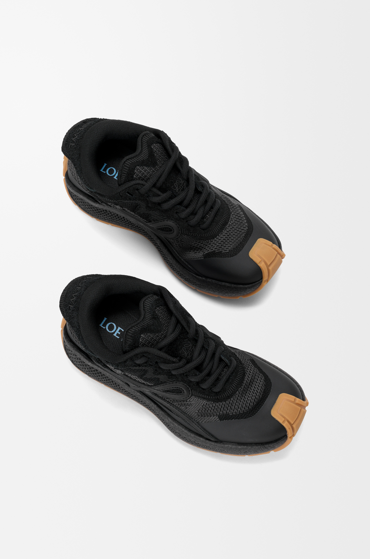 LOEWE Pogo sneaker in technical knit and suede Black/Honey