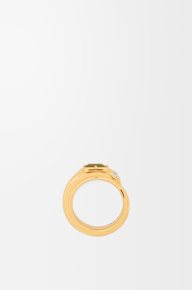 LOEWE Snake ring in sterling silver, crystals and jade Gold/Black