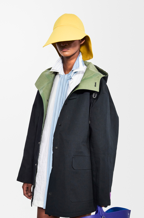 LOEWE Parka à capuche en coton Noir/Vert Kaki