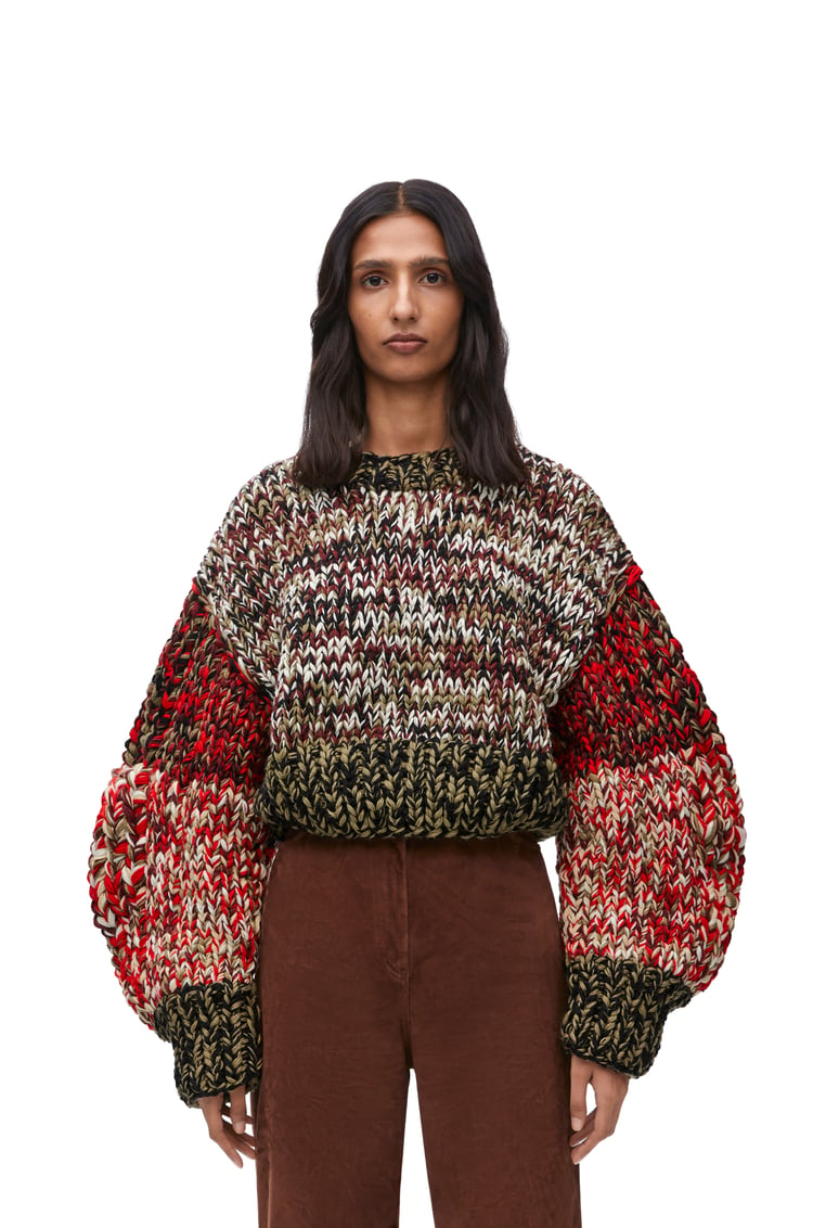 LOEWE Sweater in wool Khaki Green/Multicolor
