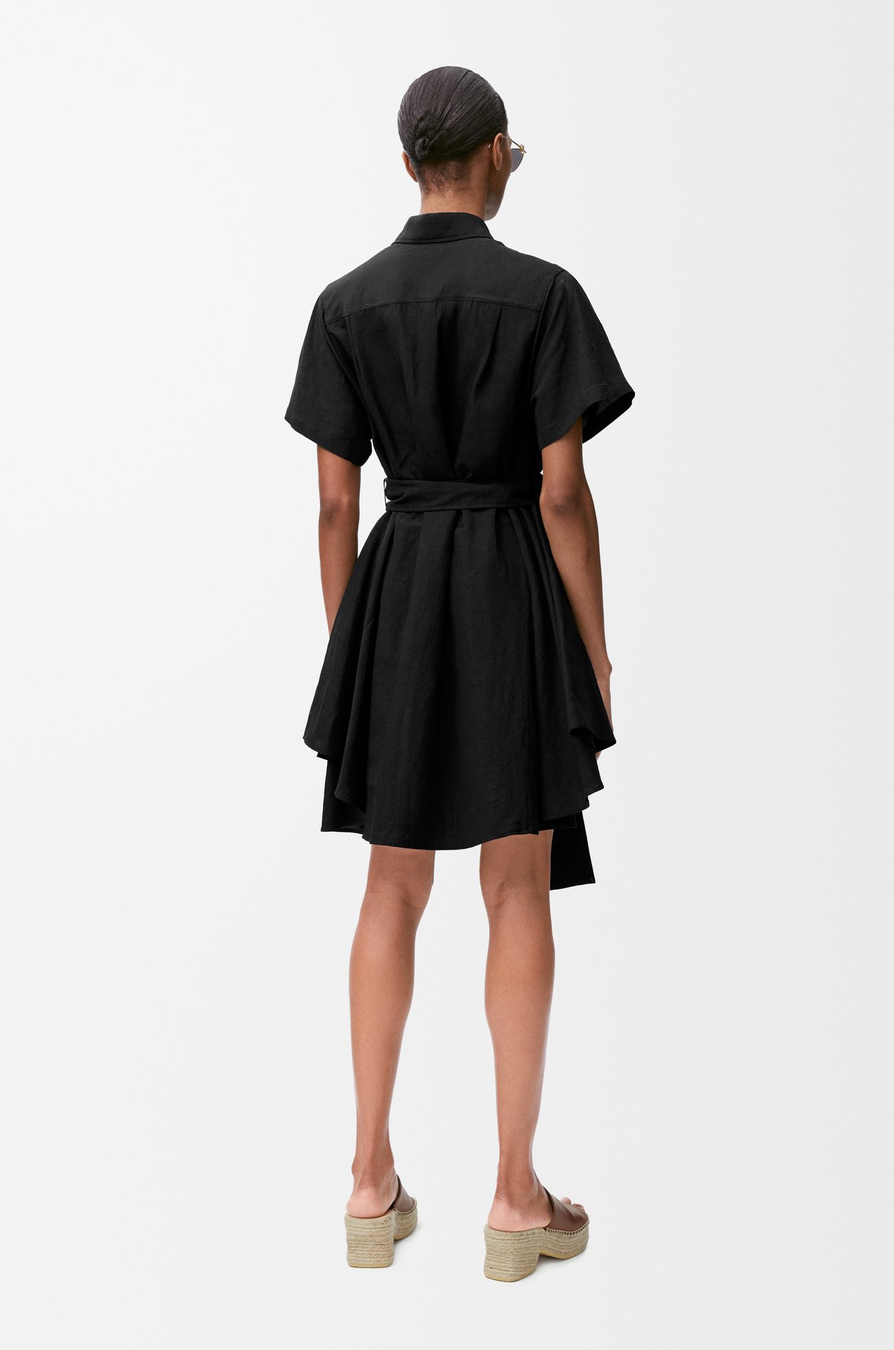 LOEWE Shirt dress in viscose and linen Black