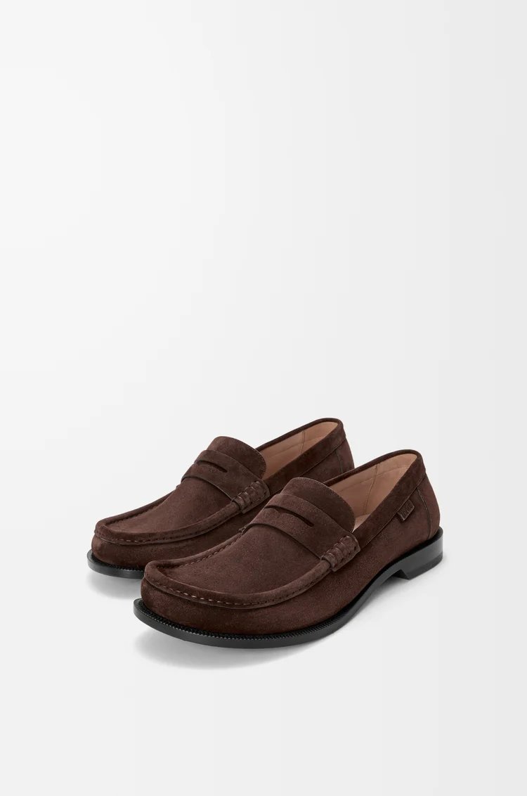 LOEWE Campo loafer in suede calfskin ダークブラウン