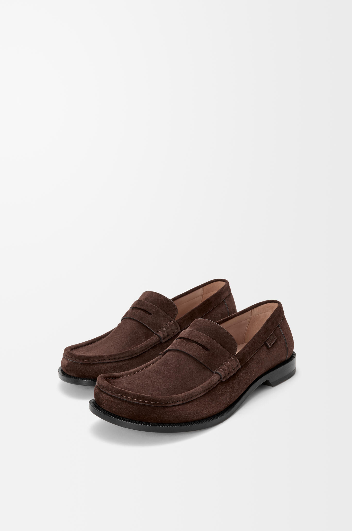 LOEWE Campo 麂皮小牛皮樂福鞋 深棕色