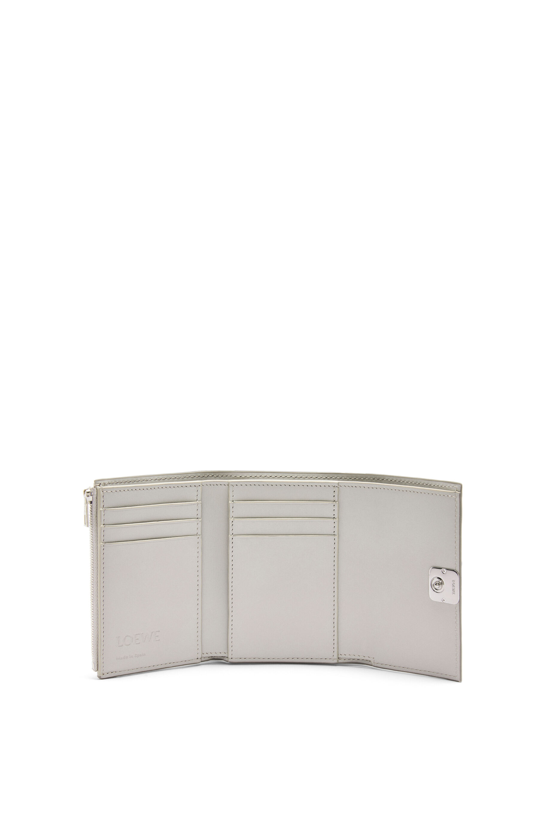 Puffer Anagram small vertical wallet in shiny nappa calfskin Silver - LOEWE