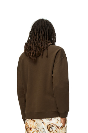 LOEWE Anagram leather patch hoodie in cotton Dark Olive Green plp_rd