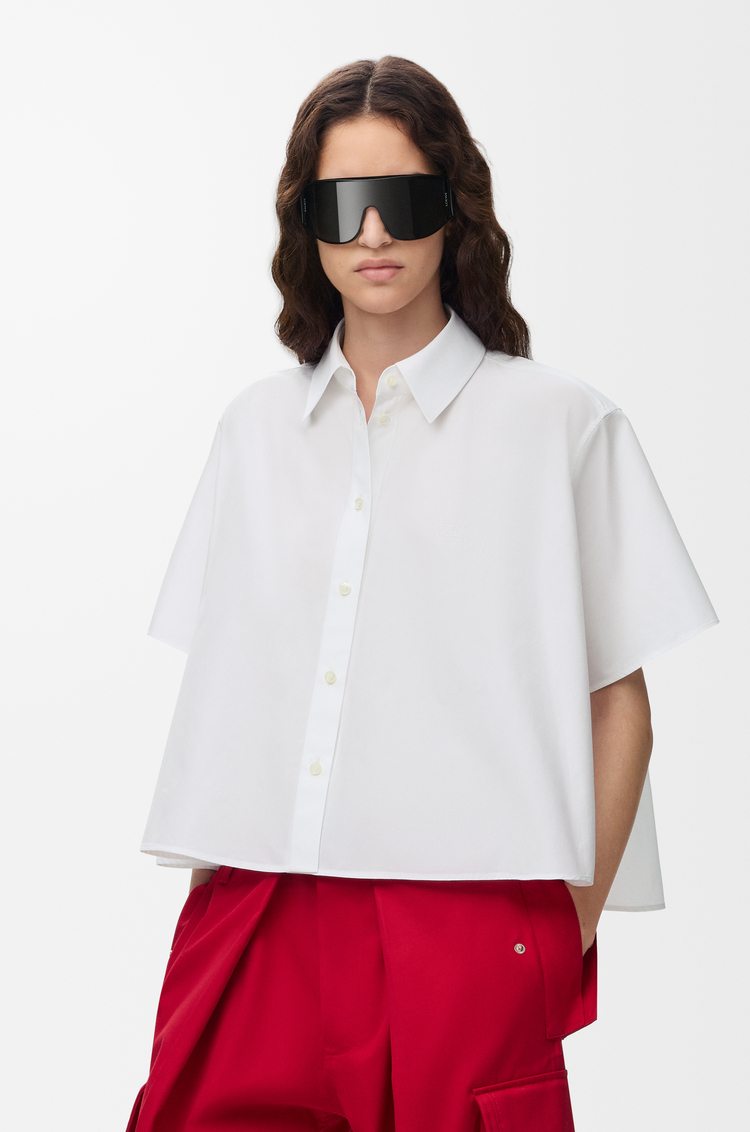 LOEWE ショートスリーブ トラペーズ シャツ（コットン） ホワイト