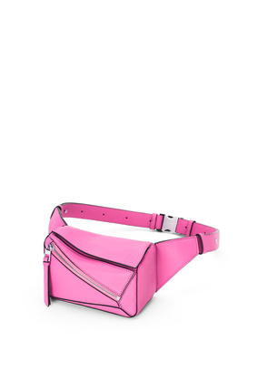 LOEWE Mini Puzzle bumbag in classic calfskin Neon Pink
