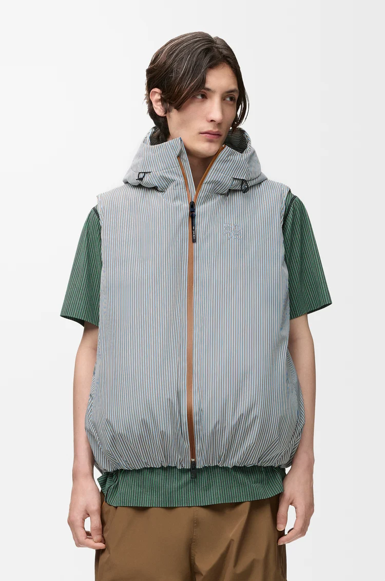 LOEWE Doudoune sans manches en tissu technique Beige/Blue