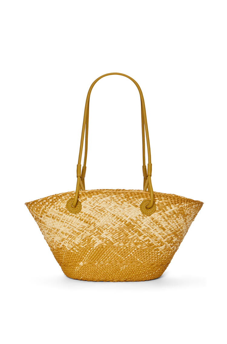 LOEWE Small Anagram basket bag in iraca palm and calfskin Ochre