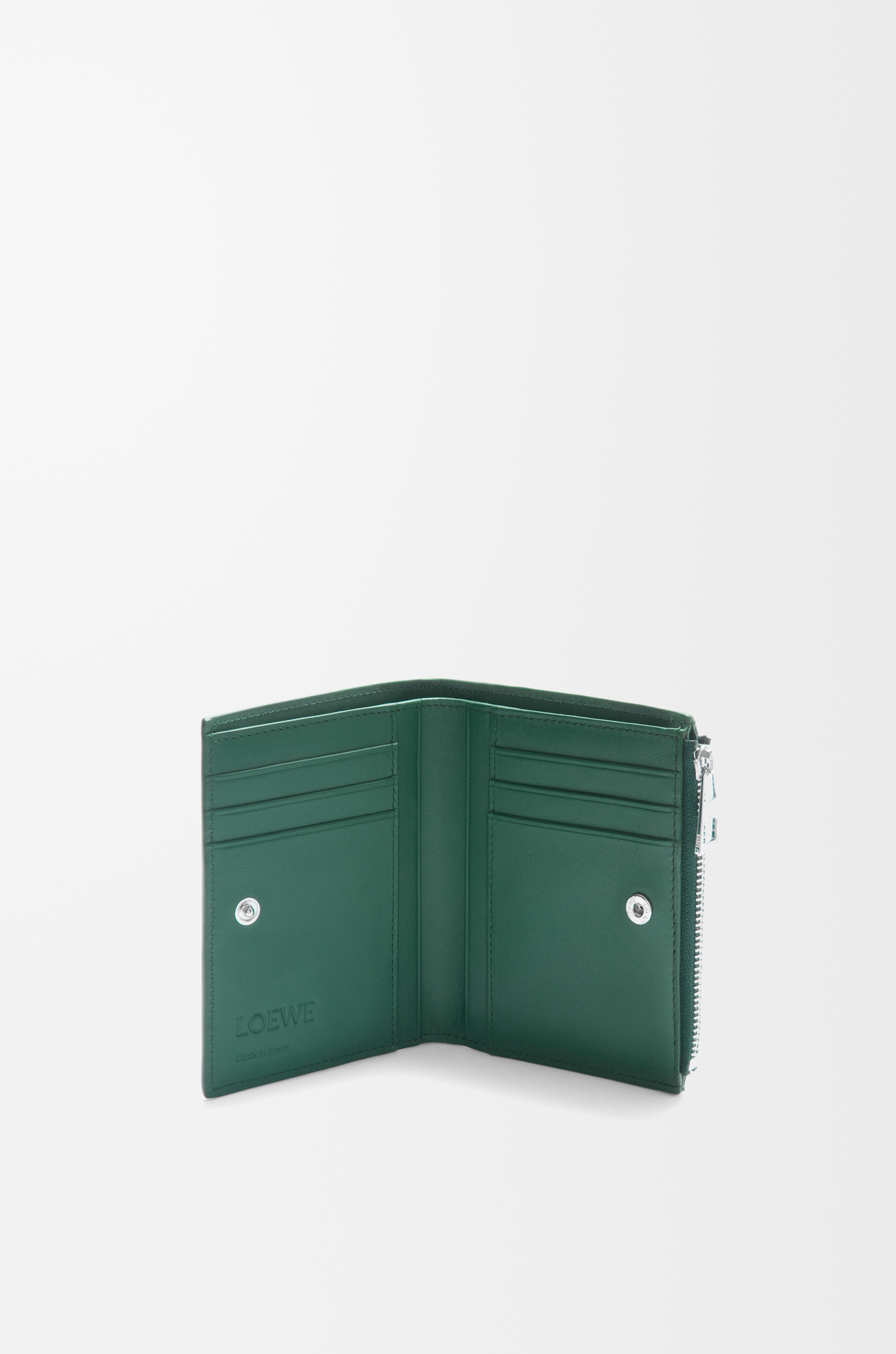 LOEWE Slim compact wallet in deerskin Evergreen