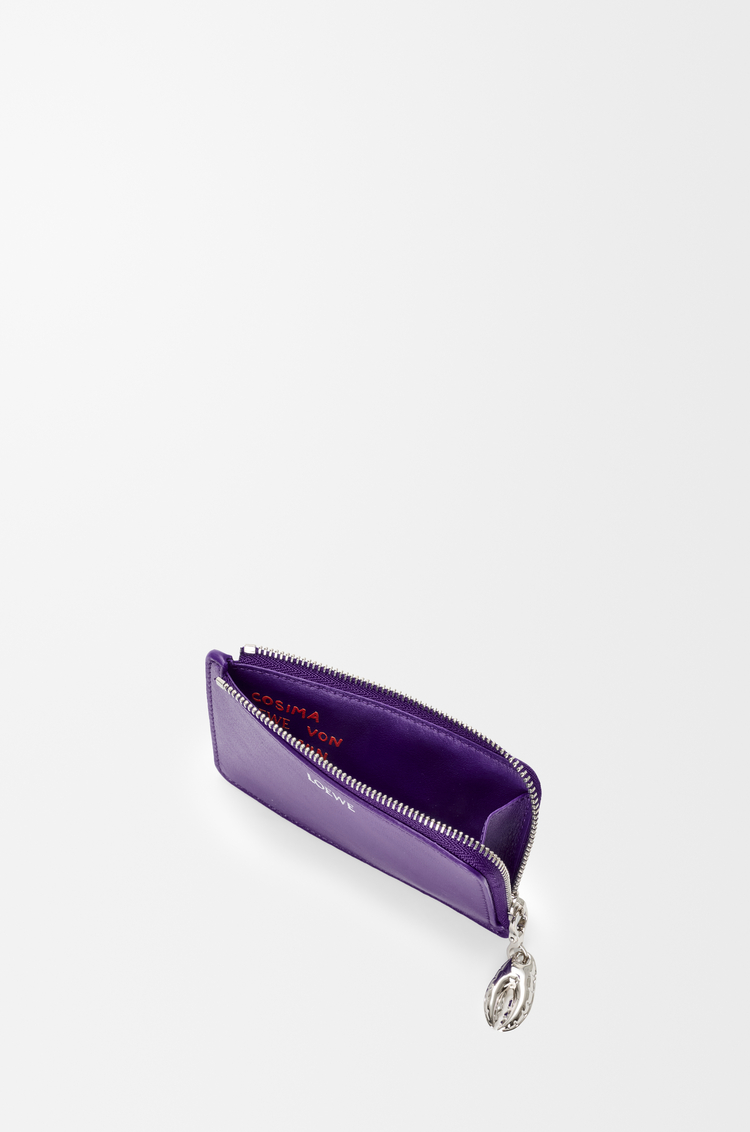 LOEWE Tarjetero-monedero Claw en piel de cordero brillante Morado Profundo