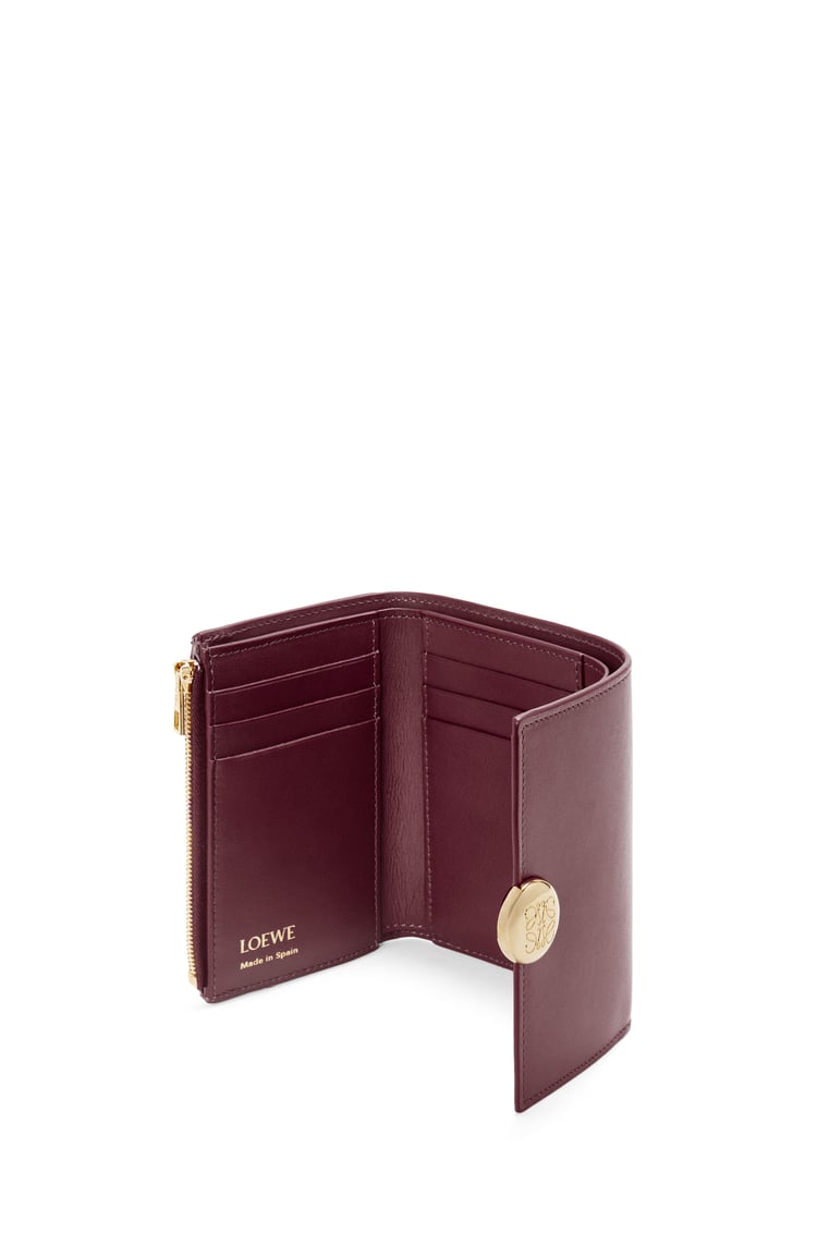 LOEWE Pebble small vertical wallet in shiny nappa calfskin Burgundy