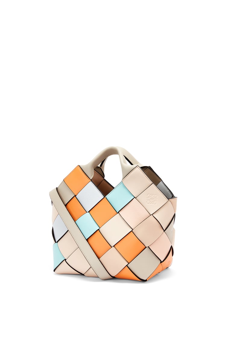 LOEWE Small Surplus Leather Woven basket bag in calfskin Apricot/Gold