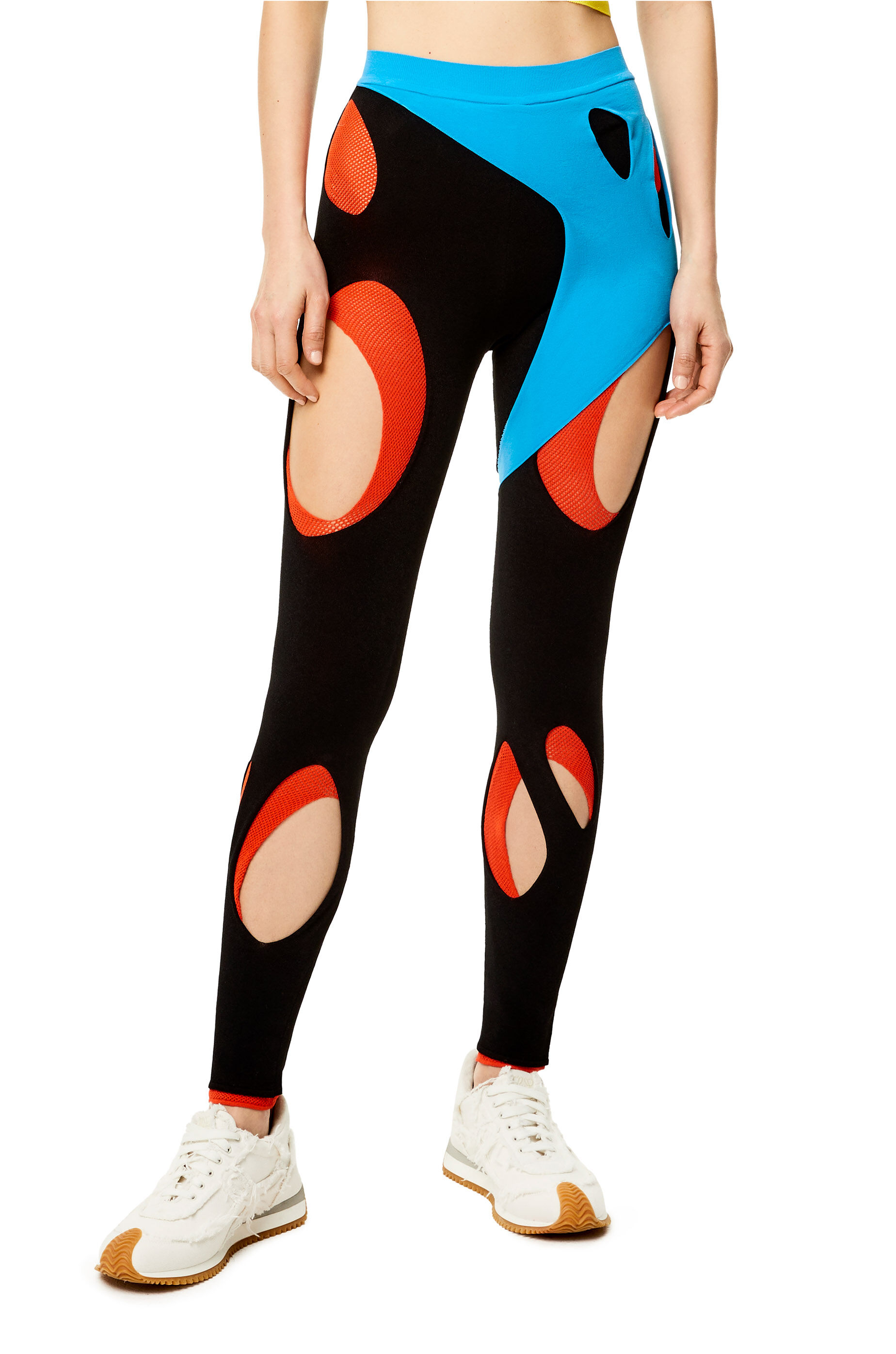 Leggings en viscosa con aberturas Negro/Azul/Naranja - LOEWE