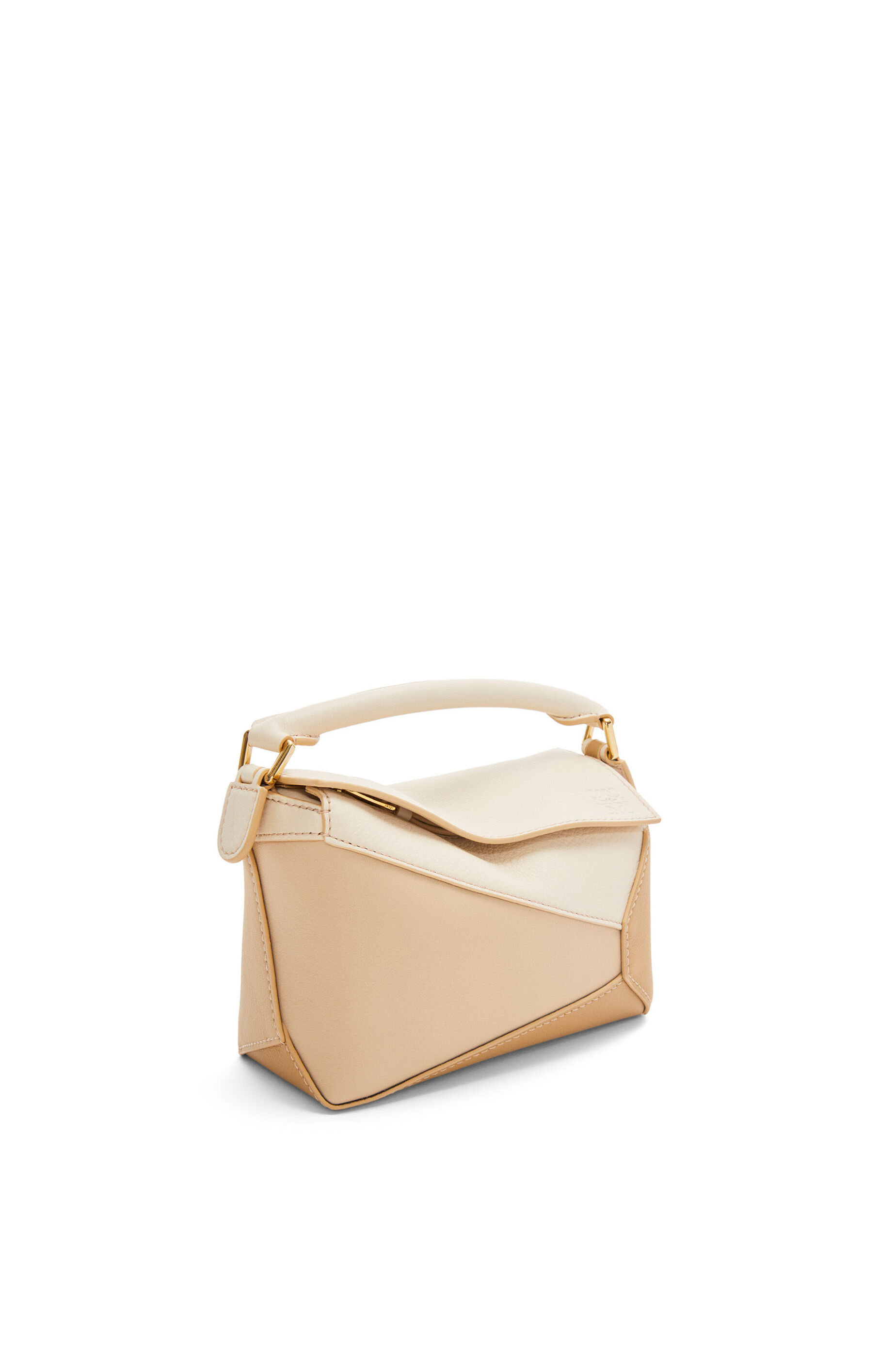 Mini Puzzle bag in classic calfskin Angora Dusty Beige Gold LOEWE