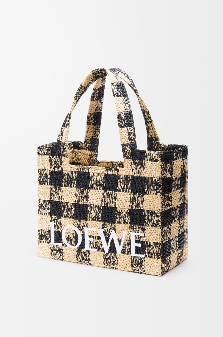 LOEWE Large LOEWE Font tote in raffia Natural/Black