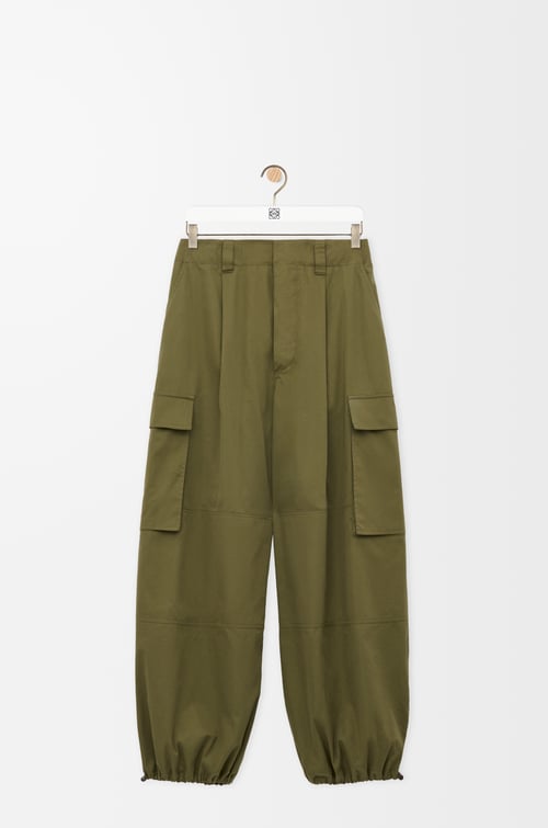 LOEWE Cargo trousers in cotton and silk Khaki Green