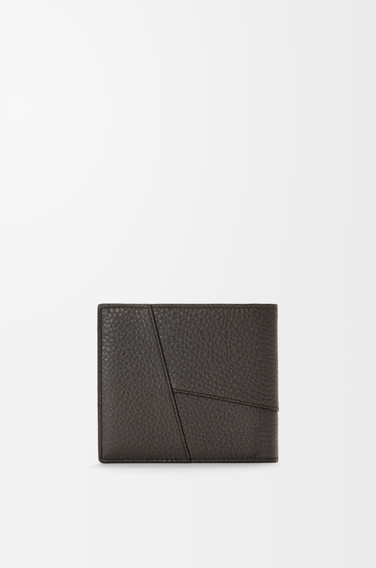 LOEWE Flache, kompakte Puzzle Brieftasche aus Seiden-Kalbsleder Dunkelgrau