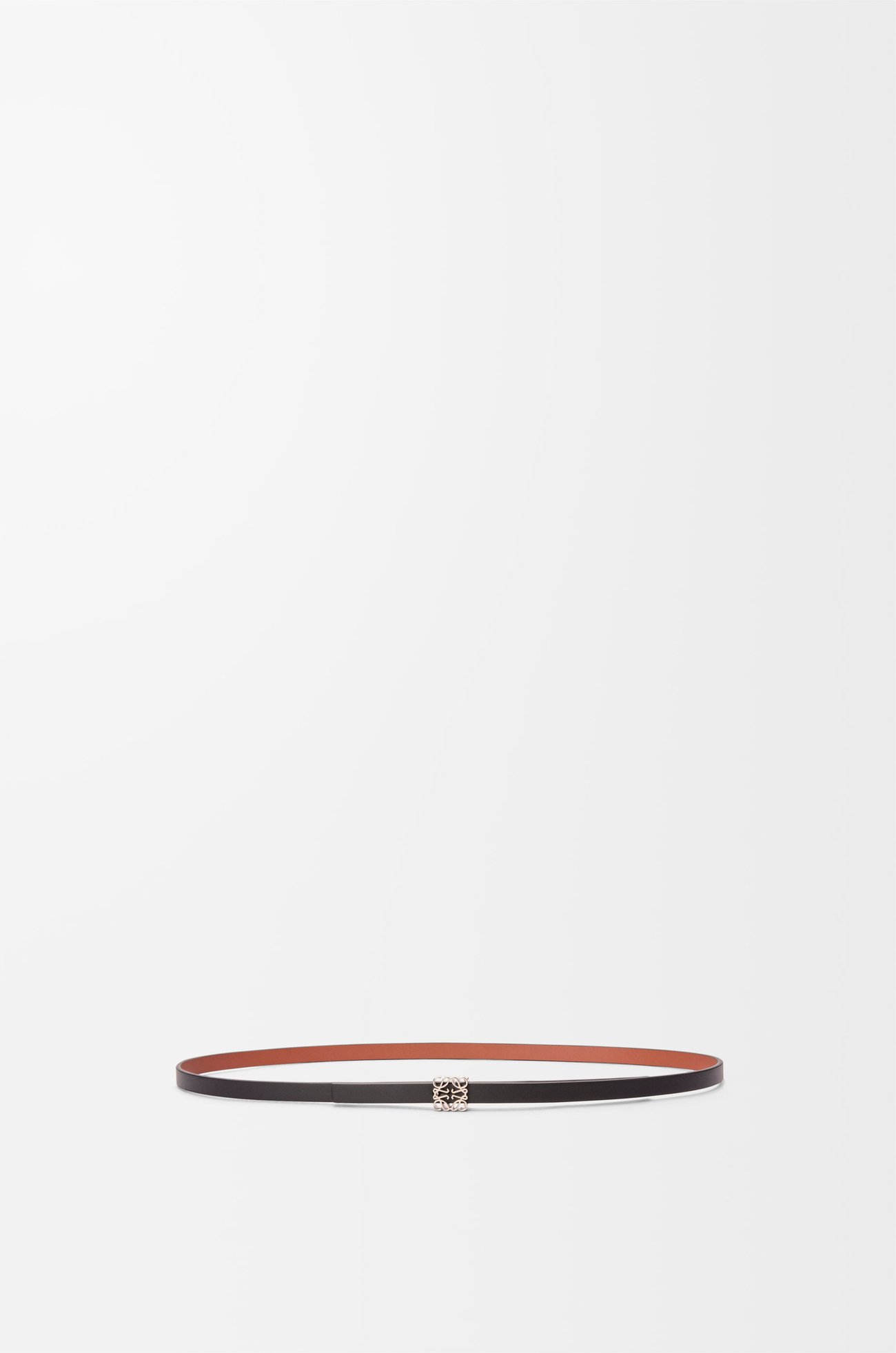 LOEWE 光滑小牛皮雙面 Anagram 方塊皮帶 黑色/棕褐色/鈀色