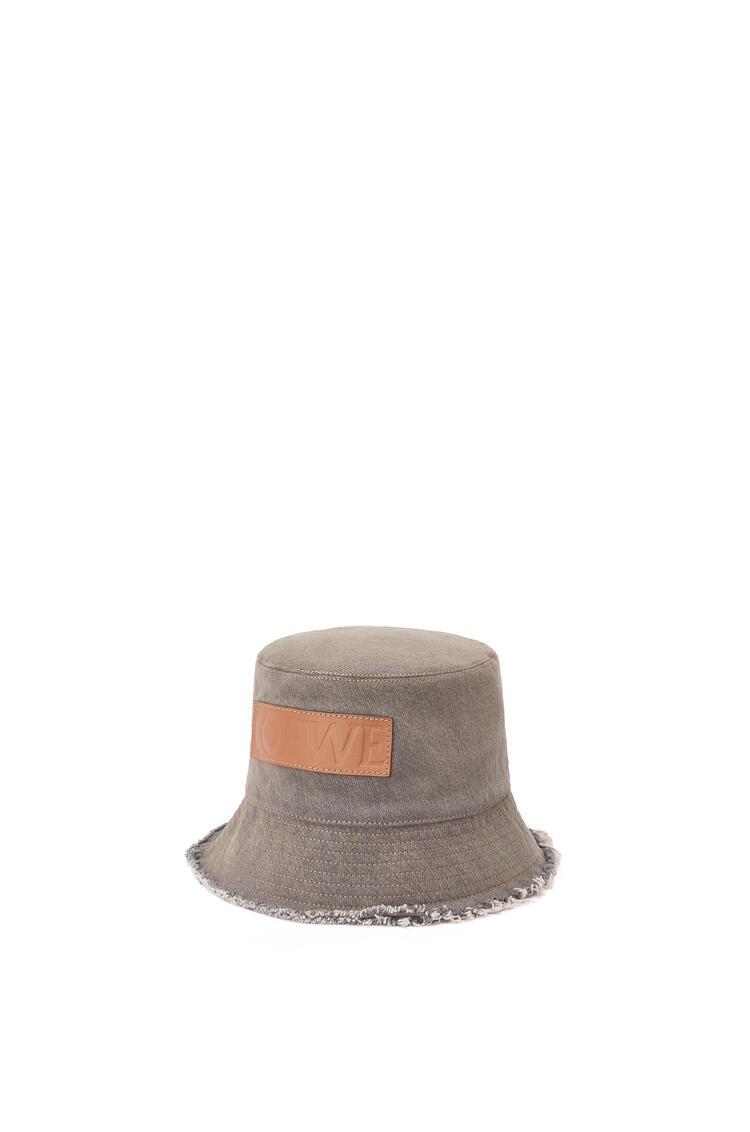 LOEWE Sombrero de pescador en piel de ternera y tejido denim Marron