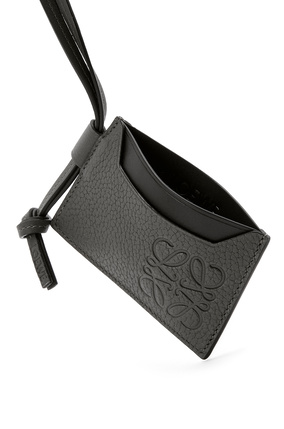 LOEWE Brand plain cardholder necklace in grained calfskin Black plp_rd