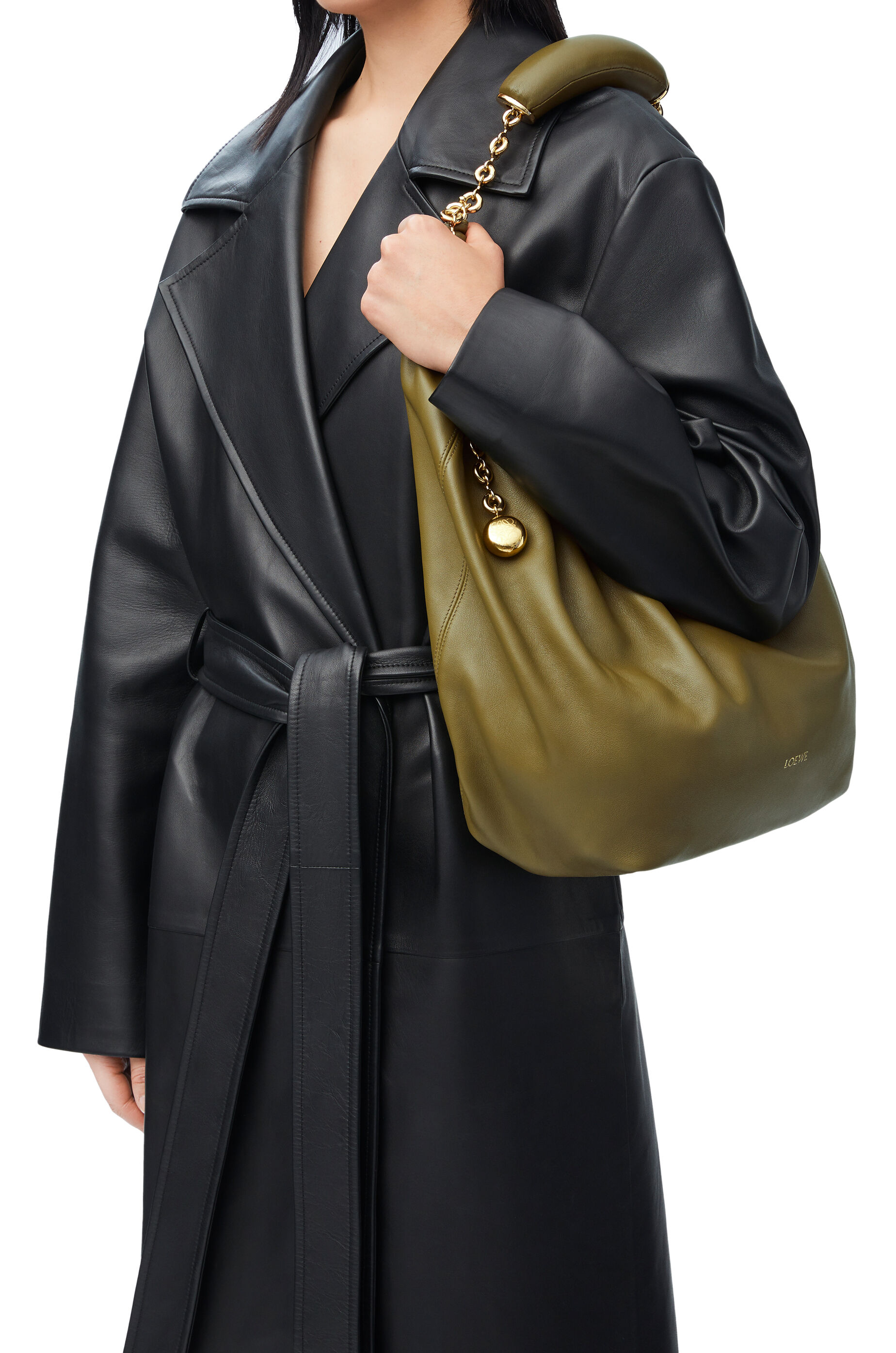 Medium Squeeze bag in mellow nappa lambskin Olive LOEWE