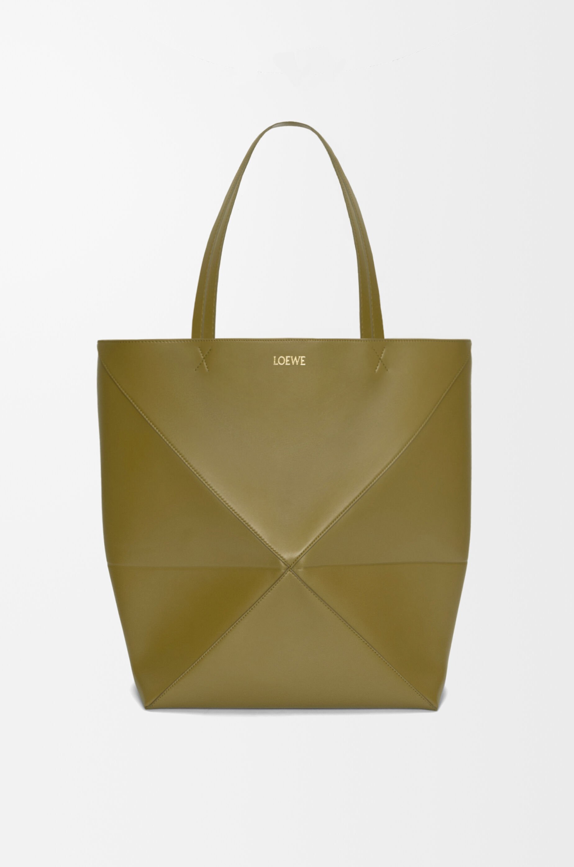 XL Puzzle Fold tote in shiny calfskin Green - LOEWE