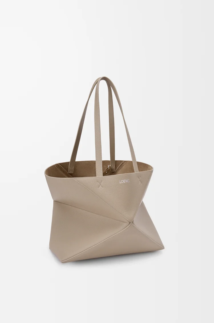 LOEWE Medium horizontal Puzzle Fold tote in soft grained calfskin Clay