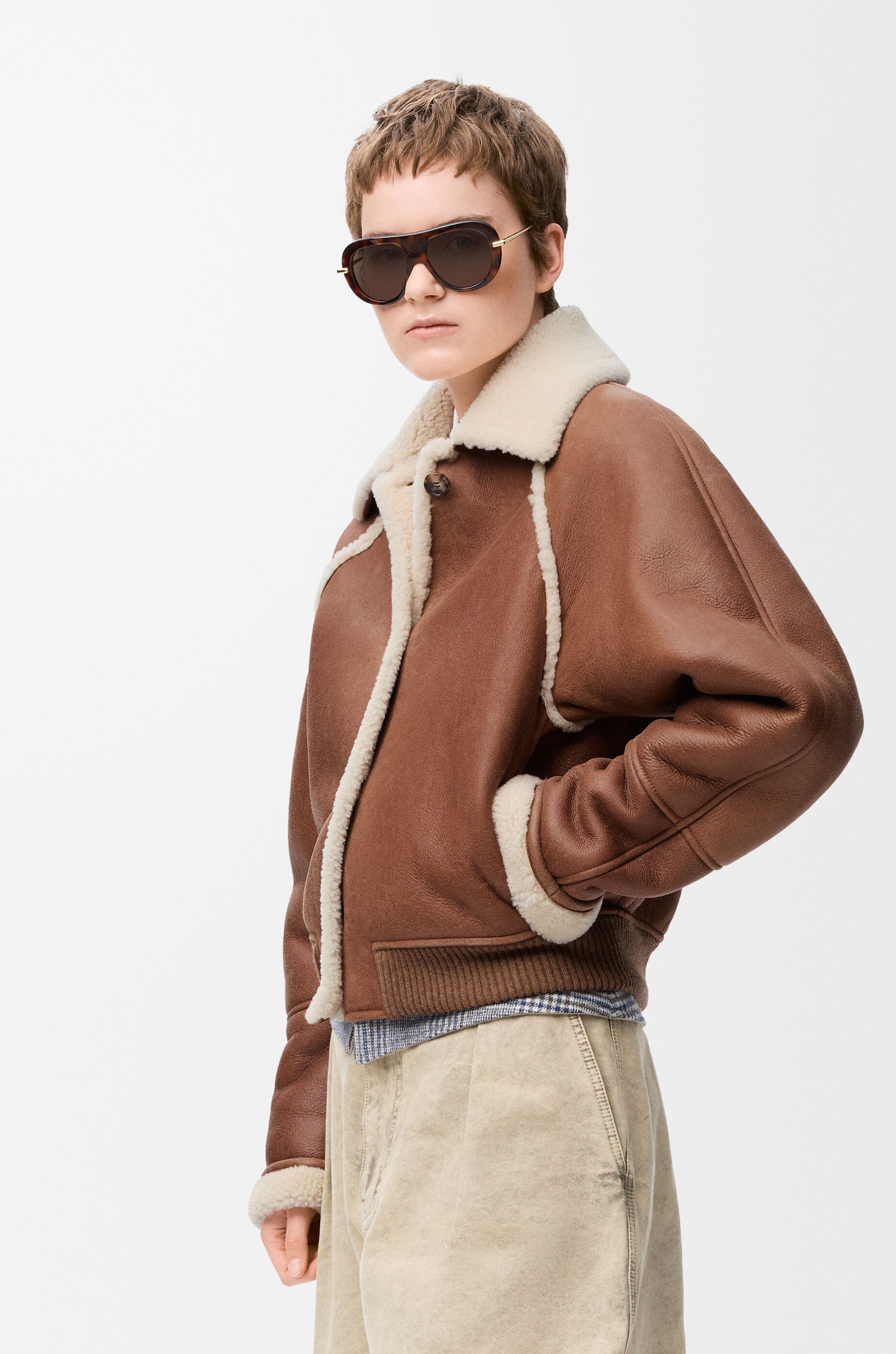 ボンバー ジャケット（シアリング） ブラウン - LOEWE Japan official