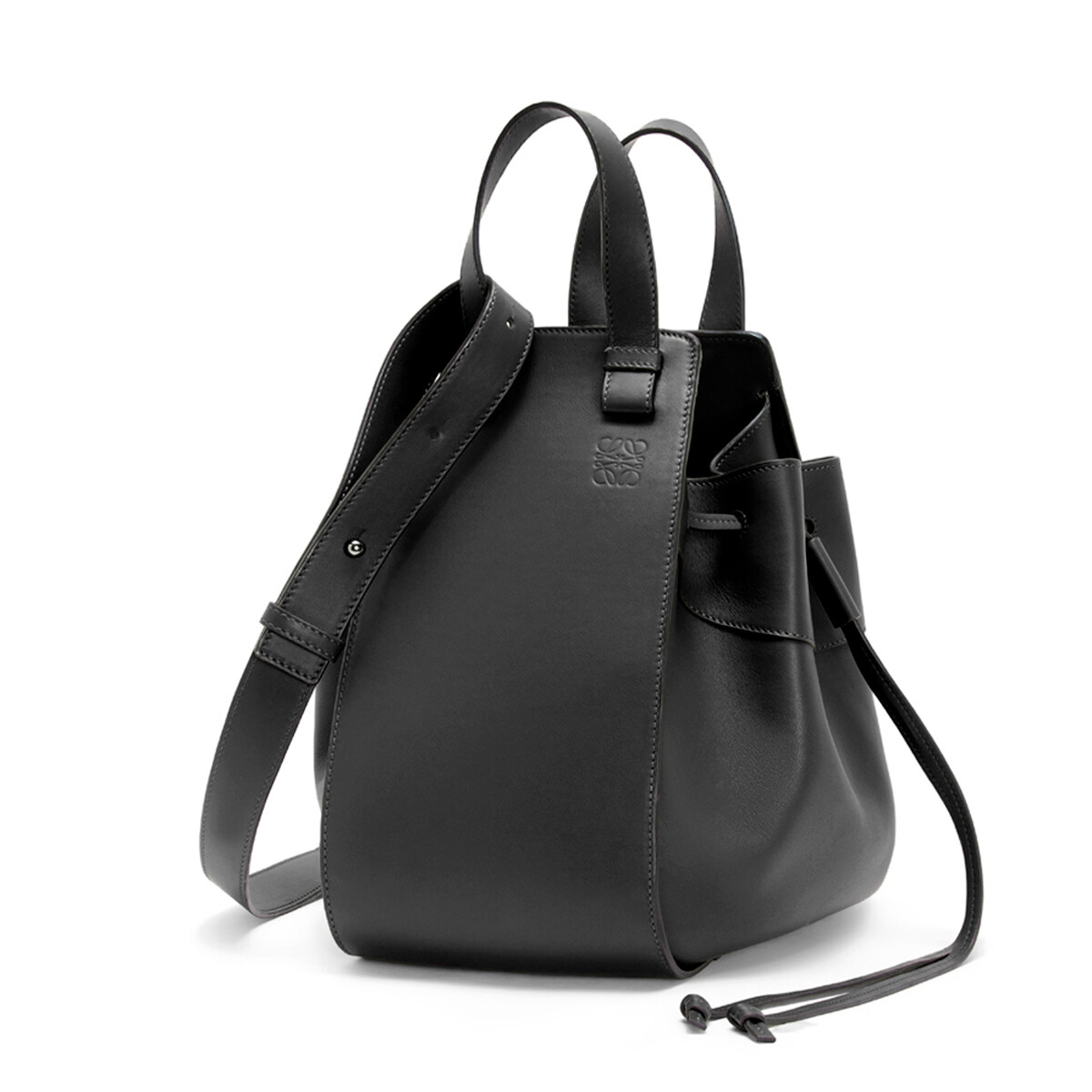 LOEWE Hammock Drawstring Medium Bag Black front