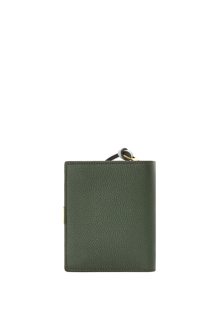 LOEWE Compact zip wallet in soft grained calfskin Vintage Khaki/Lime Yellow