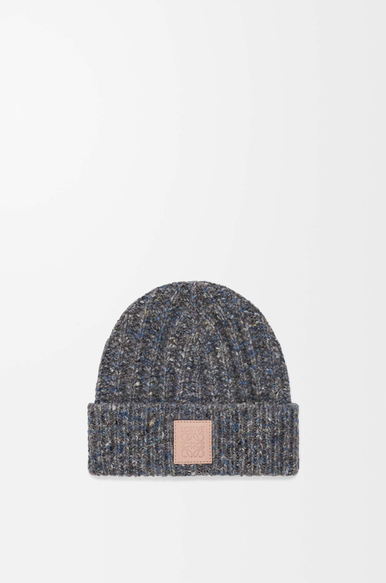 LOEWE Beanie in wool and cashmere blend Grey/Blue Melange