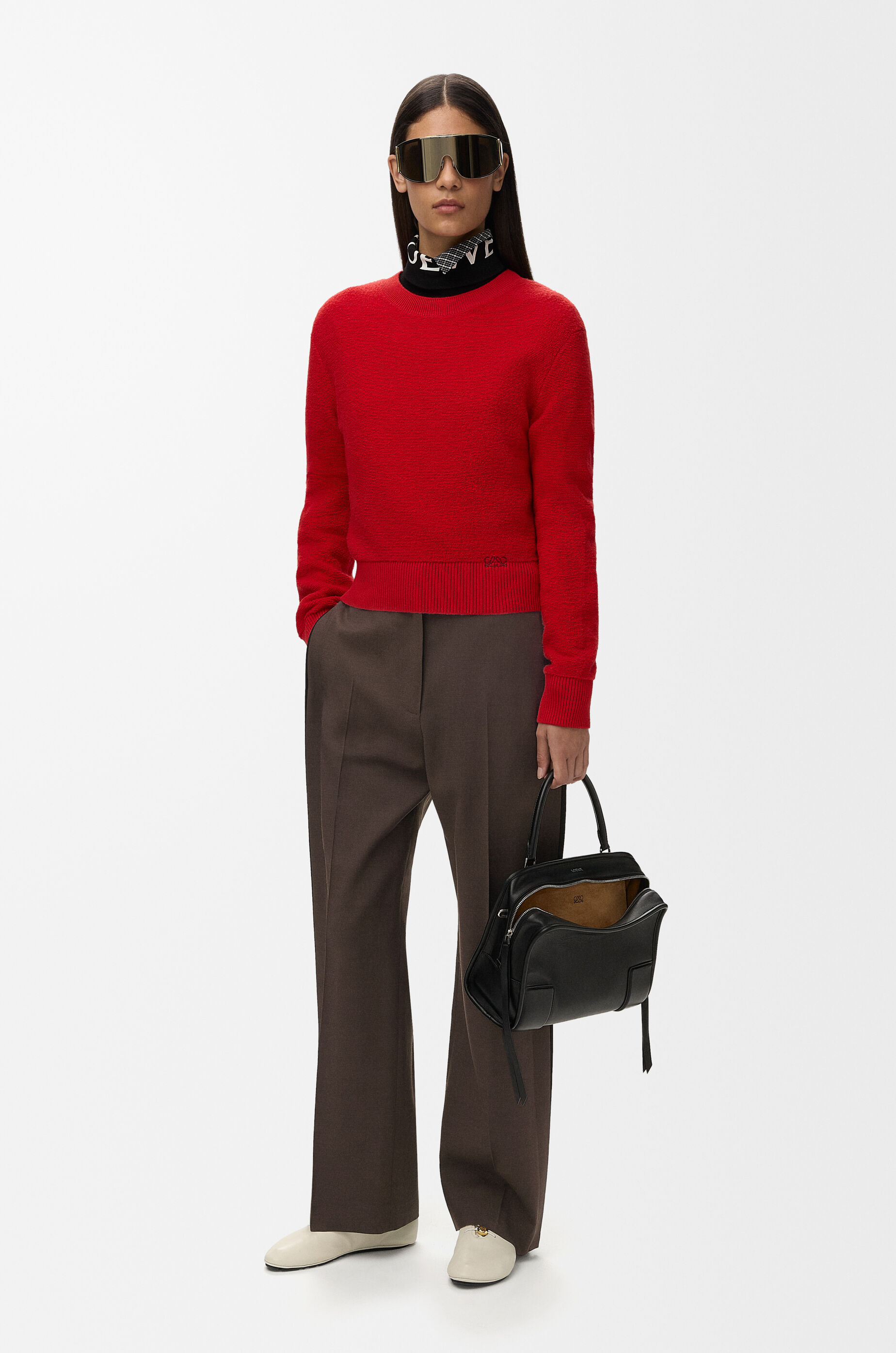 【最終値下げ5/6まで】LOEWE ツータックワイドトラウザーズ(ウール) トラウザーズ（レーヨン&ウールブレンド） ブラウン - ロエベ 日本