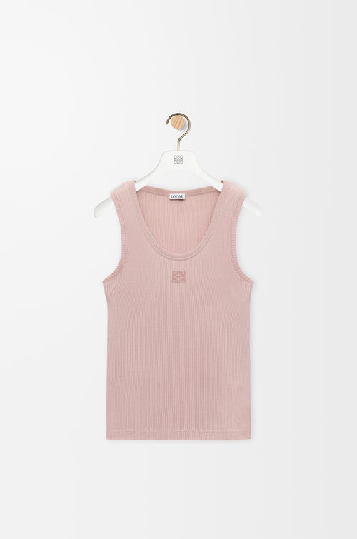 LOEWE Anagram tank top in silk Light Pink plp_rd