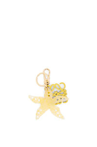 LOEWE Starfish keyring in silicone and classic calfskin Yellow