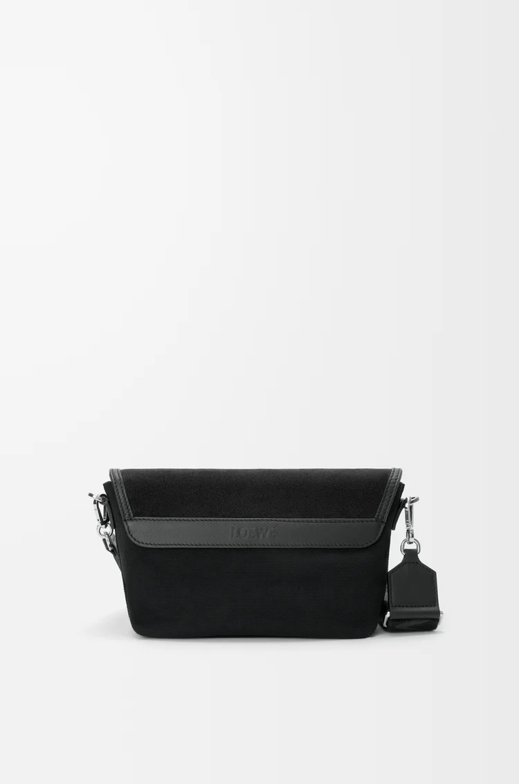 LOEWE Mini Flex messenger in canvas and suede Black