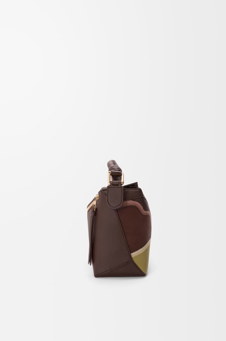 LOEWE パズルエッジ バッグ スモール（ナパカーフ） チョコレート/ライトモス