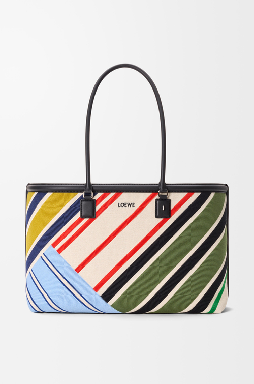 LOEWE Grand Verano tote en toile brodée Écru/Multicolore