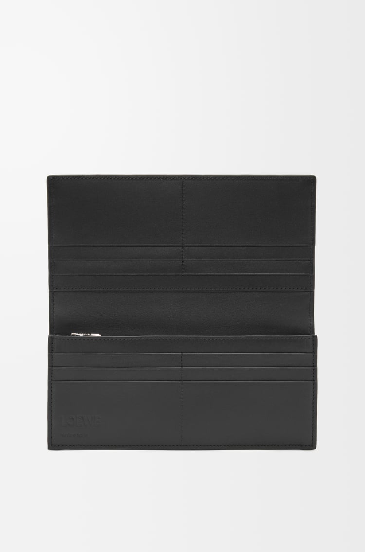 LOEWE 柔軟粒面小牛皮長版橫式錢包 黑色