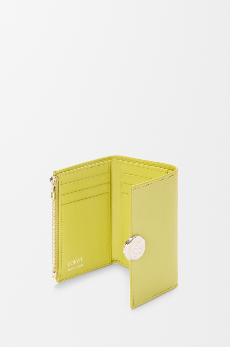 LOEWE Pebble small vertical wallet in shiny nappa calfskin Light Citrine