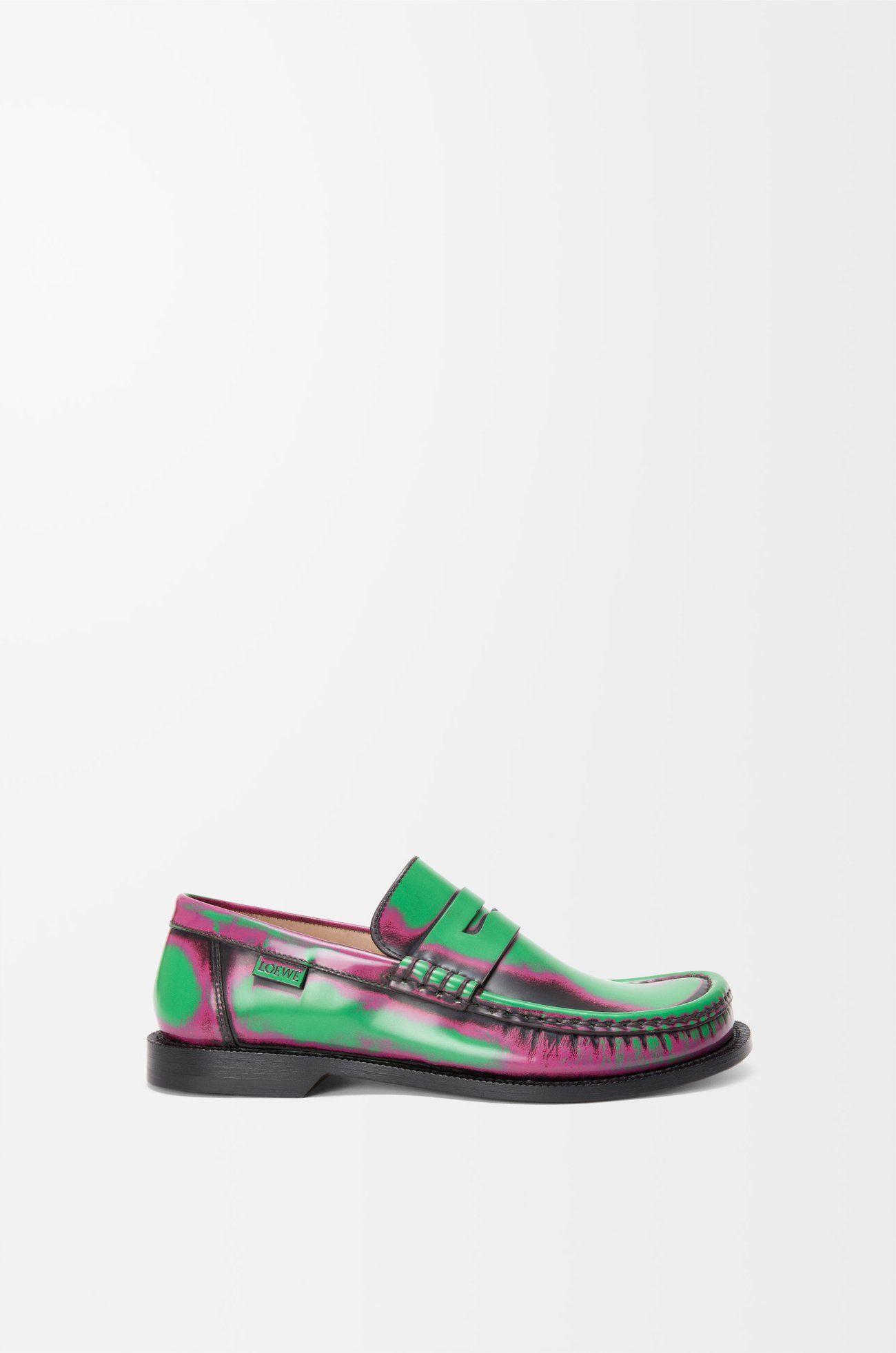 LOEWE Campo loafer in brushed calfskin Green/Pink/Burgundy