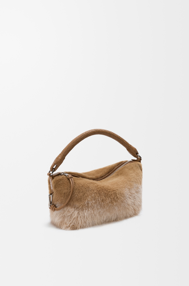 LOEWE Cala Mini Bag in gradient shearling Camel