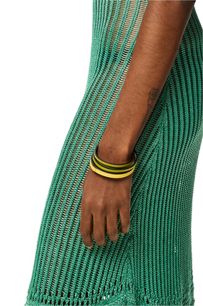 LOEWE Double bangle set in classic calfskin Meadow Green/Bright Yellow plp_rd